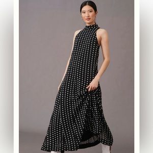 Maeve Black and White Polka Dot Maxi Dress